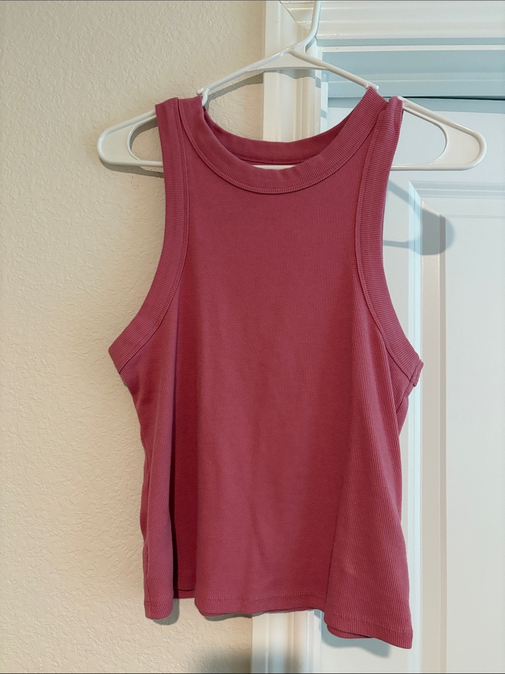 Classic Ribbed Sleeveless Tank Top - Mauve Pink
